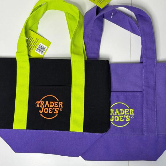 LOT 2x — Trader Joe’s Canvas MINI Tote Bag — Halloween Trick or Treat Multicolor - Picture 12 of 12